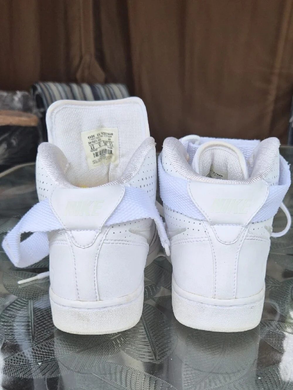 Nike White High-Top Sneakers with Ankle Strap